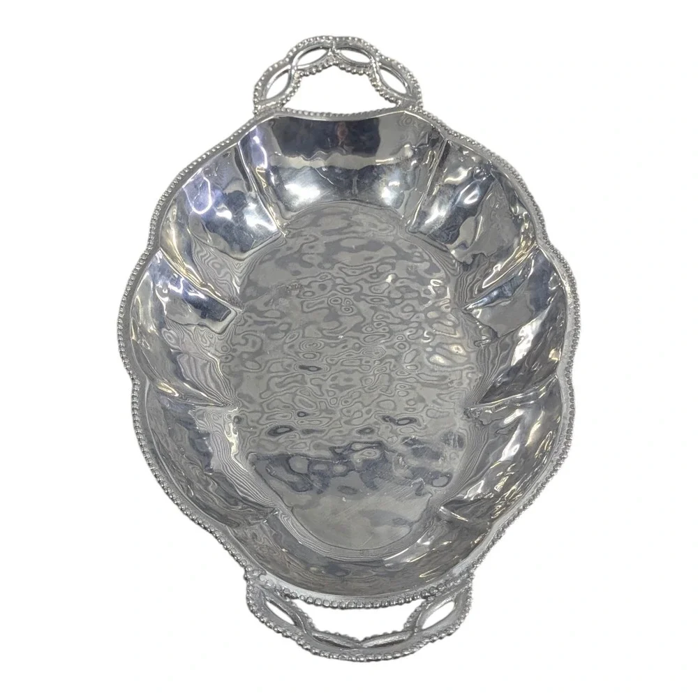 Coastal Luxury Mariposa Sueno Deep Dish Server Hammered Aluminum Bowl‎ 19